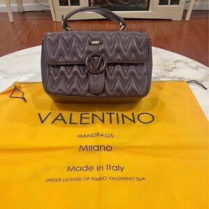 Valentino by Mario Valentino Antoinette D Plate Leather Shoulder Bag In Purple